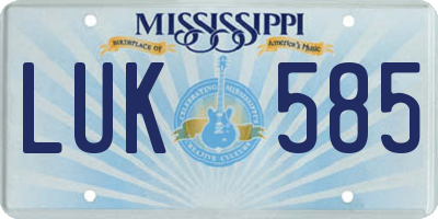 MS license plate LUK585