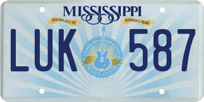 MS license plate LUK587