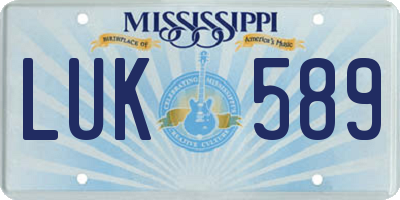 MS license plate LUK589