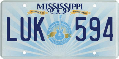 MS license plate LUK594