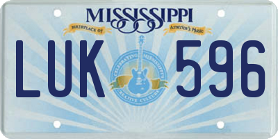 MS license plate LUK596