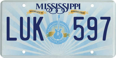 MS license plate LUK597