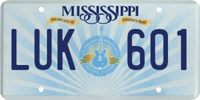 MS license plate LUK601