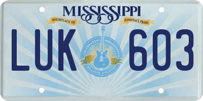 MS license plate LUK603