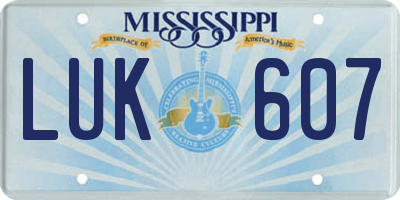 MS license plate LUK607