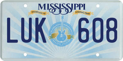 MS license plate LUK608