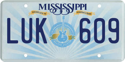 MS license plate LUK609
