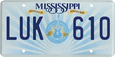 MS license plate LUK610