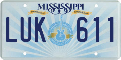 MS license plate LUK611