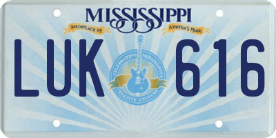 MS license plate LUK616
