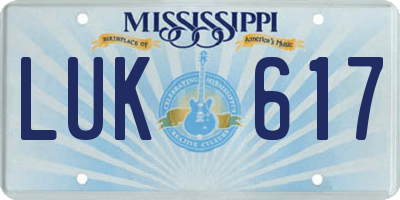MS license plate LUK617