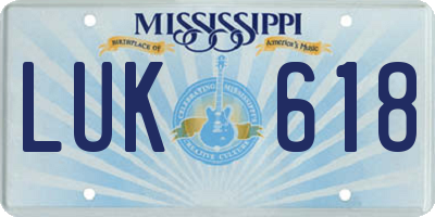 MS license plate LUK618