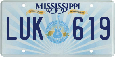 MS license plate LUK619
