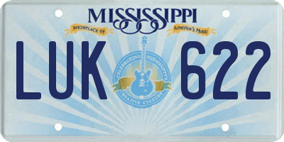 MS license plate LUK622