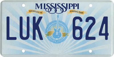 MS license plate LUK624