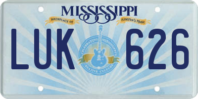 MS license plate LUK626