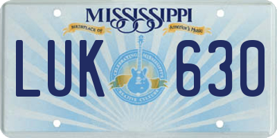 MS license plate LUK630