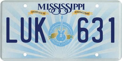 MS license plate LUK631