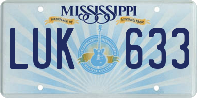 MS license plate LUK633