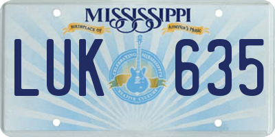 MS license plate LUK635