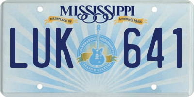 MS license plate LUK641