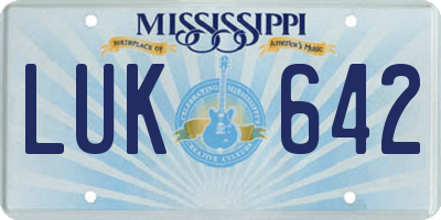 MS license plate LUK642