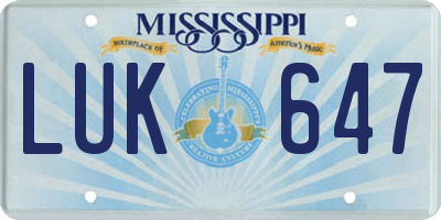 MS license plate LUK647