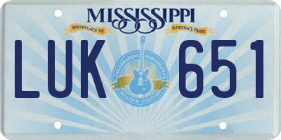 MS license plate LUK651