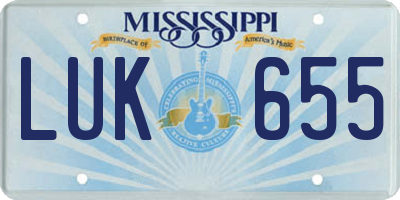MS license plate LUK655