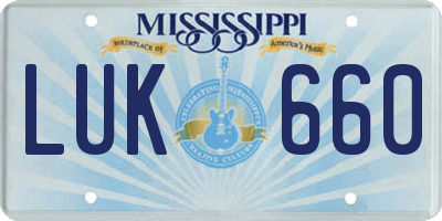 MS license plate LUK660