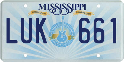 MS license plate LUK661
