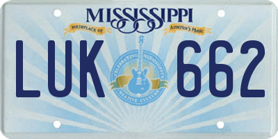 MS license plate LUK662