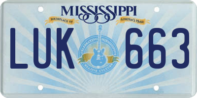 MS license plate LUK663
