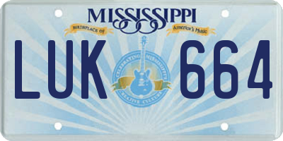 MS license plate LUK664