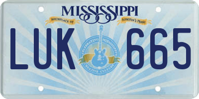 MS license plate LUK665