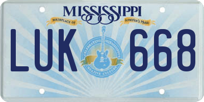 MS license plate LUK668