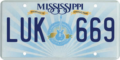 MS license plate LUK669