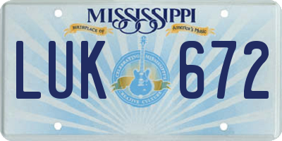 MS license plate LUK672