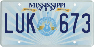 MS license plate LUK673