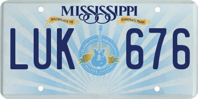 MS license plate LUK676
