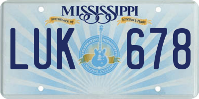 MS license plate LUK678