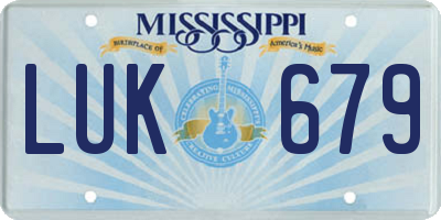 MS license plate LUK679