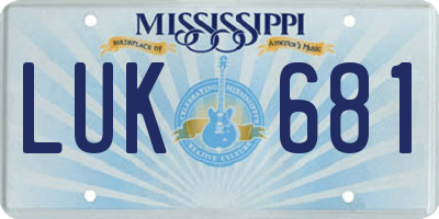 MS license plate LUK681