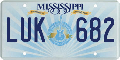 MS license plate LUK682
