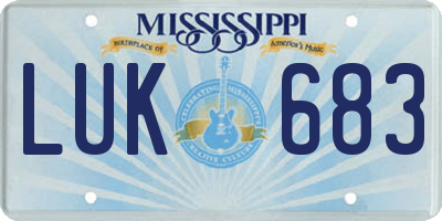 MS license plate LUK683