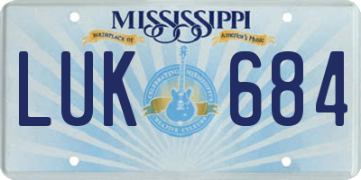 MS license plate LUK684