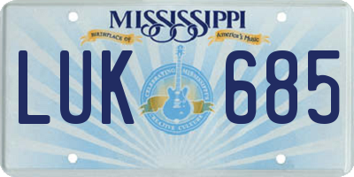 MS license plate LUK685