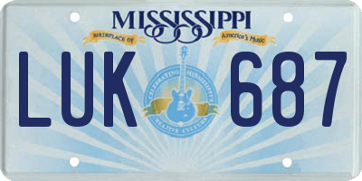 MS license plate LUK687