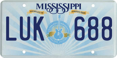 MS license plate LUK688