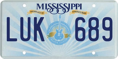 MS license plate LUK689